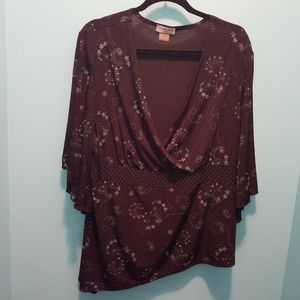 Notations Woman Black blouse with blue flowers